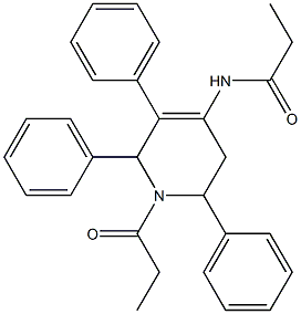 1,2,5,6-Tetrahydro-2,3,6-triphenyl-1-propionyl-4-(propionylamino)pyridine Struktur