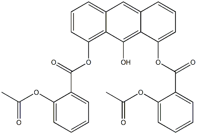 Bis[2-(acetyloxy)benzoic acid]9-hydroxyanthracene-1,8-diyl ester Struktur