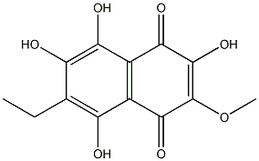 6-Ethyl-2,5,7,8-tetrahydroxy-3-methoxy-1,4-naphthoquinone Struktur