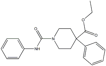 4-Phenyl-1-(phenylcarbamoyl)-4-piperidinecarboxylic acid ethyl ester Struktur