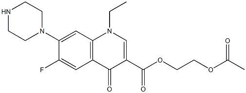 1-Ethyl-1,4-dihydro-6-fluoro-4-oxo-7-(1-piperazinyl)quinoline-3-carboxylic acid 2-acetyloxyethyl ester Struktur