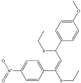 (E)-1,3-Bis(ethylthio)-1-(4-nitrophenyl)-3-(4-methoxyphenyl)-1-propene Struktur