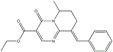 6,7,8,9-Tetrahydro-6-methyl-9-(phenylmethylene)-4-oxo-4H-pyrido[1,2-a]pyrimidine-3-carboxylic acid ethyl ester Struktur