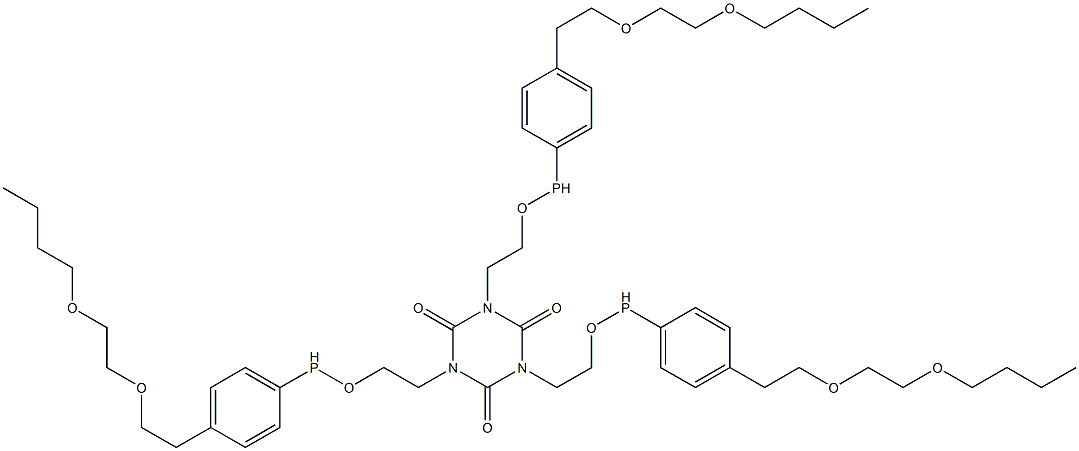 1,3,5-Tris[2-[4-[2-[(2-butoxyethyl)oxy]ethyl]phenylphosphinooxy]ethyl]-1,3,5-triazine-2,4,6(1H,3H,5H)-trione Struktur