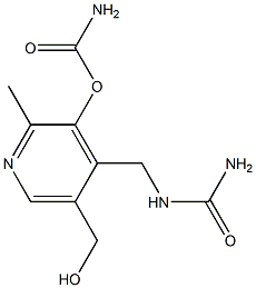 Carbamic acid 2-methyl-5-(hydroxymethyl)-4-(ureidomethyl)-3-pyridyl ester Struktur