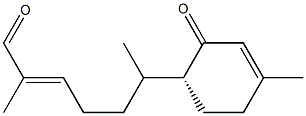 (R,2E)-2,6-Dimethyl-6-(4-methyl-2-oxo-3-cyclohexen-1-yl)-2-hexenal Struktur