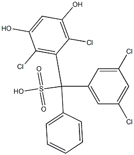 (3,5-Dichlorophenyl)(2,6-dichloro-3,5-dihydroxyphenyl)phenylmethanesulfonic acid Struktur