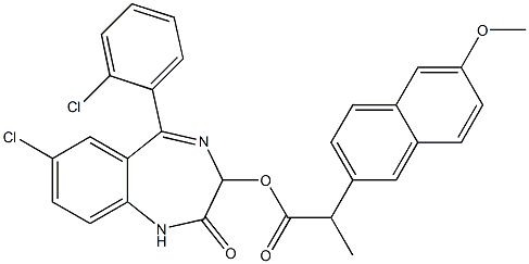 1,3-Dihydro-5-(2-chlorophenyl)-7-chloro-2-oxo-2H-1,4-benzodiazepin-3-ol 2-(6-methoxynaphthalen-2-yl)propionate Struktur