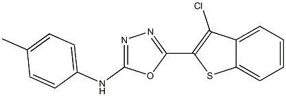 N-(4-Methylphenyl)-5-(3-chlorobenzo[b]thiophen-2-yl)-1,3,4-oxadiazol-2-amine Struktur