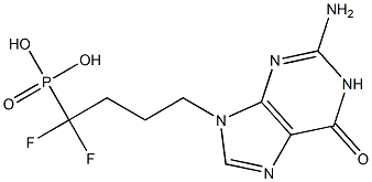 4-[(2-Amino-1,6-dihydro-6-oxo-9H-purin)-9-yl]-1,1-difluorobutylphosphonic acid Struktur