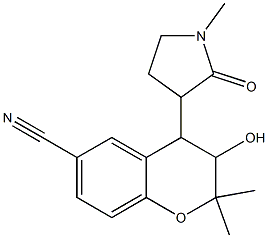 3,4-Dihydro-3-hydroxy-4-(1-methyl-2-oxo-3-pyrrolidinyl)-2,2-dimethyl-2H-1-benzopyran-6-carbonitrile Struktur