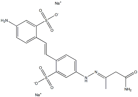 4-Amino-4'-[2-(3-amino-1-methyl-3-oxopropylidene)hydrazino]-2,2'-stilbenedisulfonic acid disodium salt Struktur