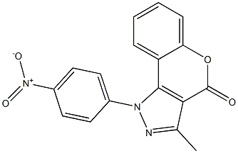 1-(4-Nitrophenyl)-3-methyl[1]benzopyrano[4,3-c]pyrazol-4(1H)-one Struktur