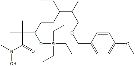 (2R,3S,6R)-6-Ethyl-7-[(4-methoxybenzyloxy)methyl]-3-(triethylsilyloxy)-2,N-dimethyloctanehydroxamic acid methyl ester Struktur