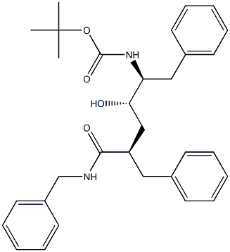 N-[(1S,2S,4R)-1-Benzyl-2-hydroxy-4-(benzylcarbamoyl)-5-phenylpentyl]carbamic acid tert-butyl ester Struktur