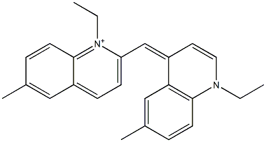 1-Ethyl-2-[(1-ethyl-6-methyl-4(1H)-quinolinylidene)methyl]-6-methylquinolinium Struktur