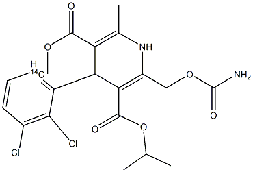 4-(2,3-Dichlorophenyl)-1,4-dihydro-2-[[(carbamoyl)oxy]methyl]-6-methyl-3,5-(6-14C)pyridinedicarboxylic acid 3-isopropyl 5-methyl ester Struktur