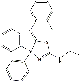 2-(Ethylamino)-5-(2,6-dimethylphenylimino)-4,4-diphenyl-2-thiazoline Struktur