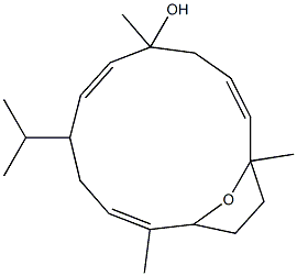 [3E,9E,13E,(+)]-5,8-Epoxy-1,5,9-trimethyl-12-(1-methylethyl)cyclotetradeca-3,9,13-triene-1-ol Structure