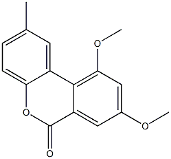 2-Methyl-8,10-dimethoxy-6H-dibenzo[b,d]pyran-6-one Struktur