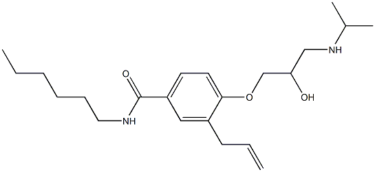 1-[4-[Hexylcarbamoyl]-2-(2-propenyl)phenoxy]-3-[isopropylamino]-2-propanol Struktur