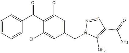 5-Amino-1-[4-benzoyl-3,5-dichlorobenzyl]-1H-1,2,3-triazole-4-carboxamide Struktur