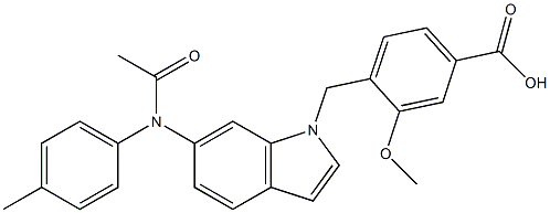 4-[6-(4-Methylphenylacetylamino)-1H-indol-1-ylmethyl]-3-methoxybenzoic acid Struktur