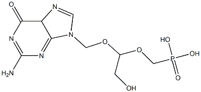 2-Amino-9-[2-hydroxy-1-(phosphonomethoxy)ethoxymethyl]-9H-purin-6(5H)-one Struktur