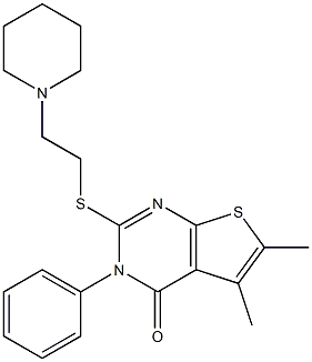 5,6-Dimethyl-3-phenyl-2-[[2-piperidinoethyl]thio]thieno[2,3-d]pyrimidin-4(3H)-one Struktur