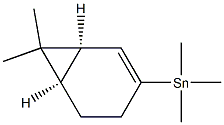 [1R,6R,(-)]-3-(Trimethylstannyl)-7,7-dimethylbicyclo[4.1.0]hepta-2-ene Struktur