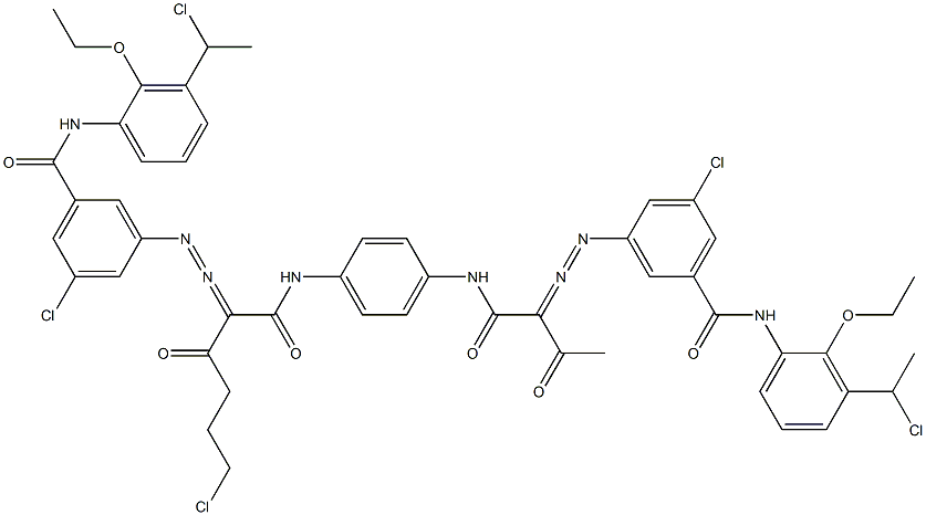 3,3'-[2-(2-Chloroethyl)-1,4-phenylenebis[iminocarbonyl(acetylmethylene)azo]]bis[N-[3-(1-chloroethyl)-2-ethoxyphenyl]-5-chlorobenzamide] Struktur