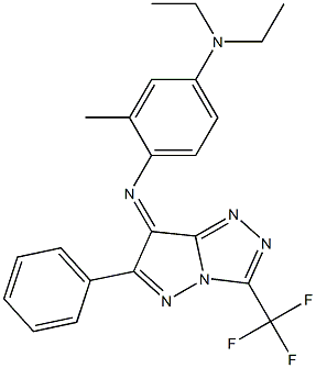 (7Z)-7-[[2-Methyl-4-(diethylamino)phenyl]imino]-6-phenyl-3-(trifluoromethyl)-7H-pyrazolo[5,1-c]-1,2,4-triazole Struktur