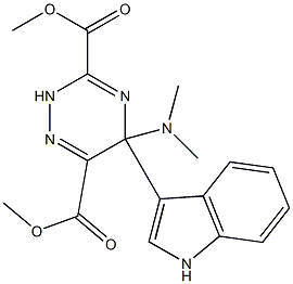 5-(1H-Indol-3-yl)-3-(methoxycarbonyl)-5-(dimethylamino)-6-(methoxycarbonyl)-2,5-dihydro-1,2,4-triazine Struktur