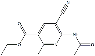 2-Methyl-5-cyano-6-acetylaminopyridine-3-carboxylic acid ethyl ester Struktur