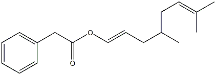 Phenylacetic acid 4,7-dimethyl-1,6-octadienyl ester Struktur