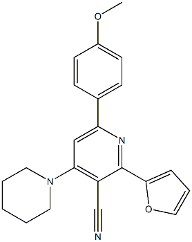 2-(2-Furanyl)-4-piperidino-6-(4-methoxyphenyl)pyridine-3-carbonitrile Struktur