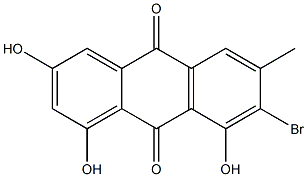 1,3,8-Trihydroxy-7-bromo-6-methyl-anthracene-9,10-dione Struktur