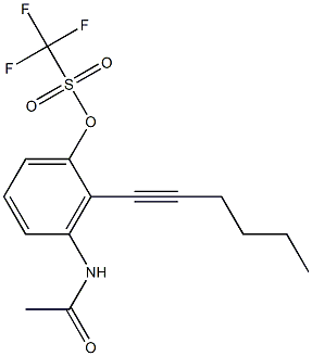 Trifluoromethanesulfonic acid 3-acetylamino-2-(1-hexynyl)phenyl ester Struktur