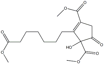 2-Hydroxy-1-oxo-3-(6-methoxycarbonylhexyl)-3-cyclopentene-2,4-dicarboxylic acid dimethyl ester Struktur