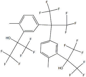 2,2-Bis[4-methyl-3-(2-hydroxy-1,1,1,3,3,3-hexafluoropropan-2-yl)phenyl]-1,1,1,3,3,3-hexafluoropropane Struktur