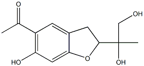 1-[[6-Hydroxy-2,3-dihydro-2-(1-methyl-1,2-dihydroxyethyl)benzofuran]-5-yl]ethanone Struktur