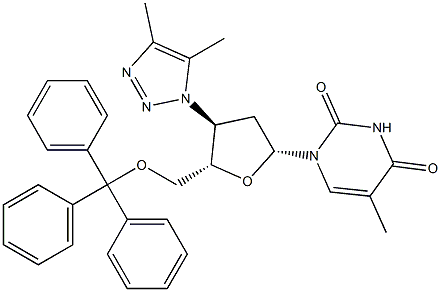 3'-(4,5-Dimethyl-1H-1,2,3-triazol-1-yl)-5'-O-trityl-3'-deoxythymidine Struktur