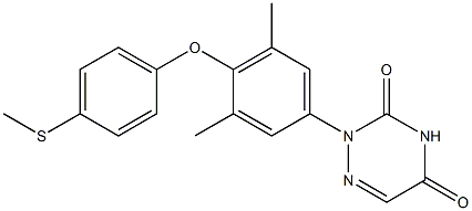 2-[4-(4-Methylthiophenoxy)-3,5-dimethylphenyl]-1,2,4-triazine-3,5(2H,4H)-dione Struktur