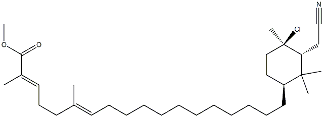 (1R,2R,4S)-1-Chloro-2-(cyanomethyl)-1,3,3-trimethylcyclohexane-4-[(2E,6E)-2,6-dimethyl-2,6-octadecadienoic acid methyl] ester Struktur