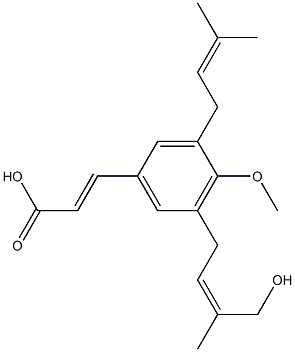 (E)-3-[3-(3-Methyl-2-butenyl)-4-methoxy-5-[(Z)-4-hydroxy-3-methyl-2-butenyl]phenyl]acrylic acid Struktur