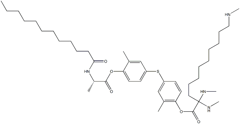 N-Dodecanoyl-L-alanine 4-[4-[11-(trimethylaminio)undecanoyloxy]-5-methylphenylthio]-2-methylphenyl ester Struktur