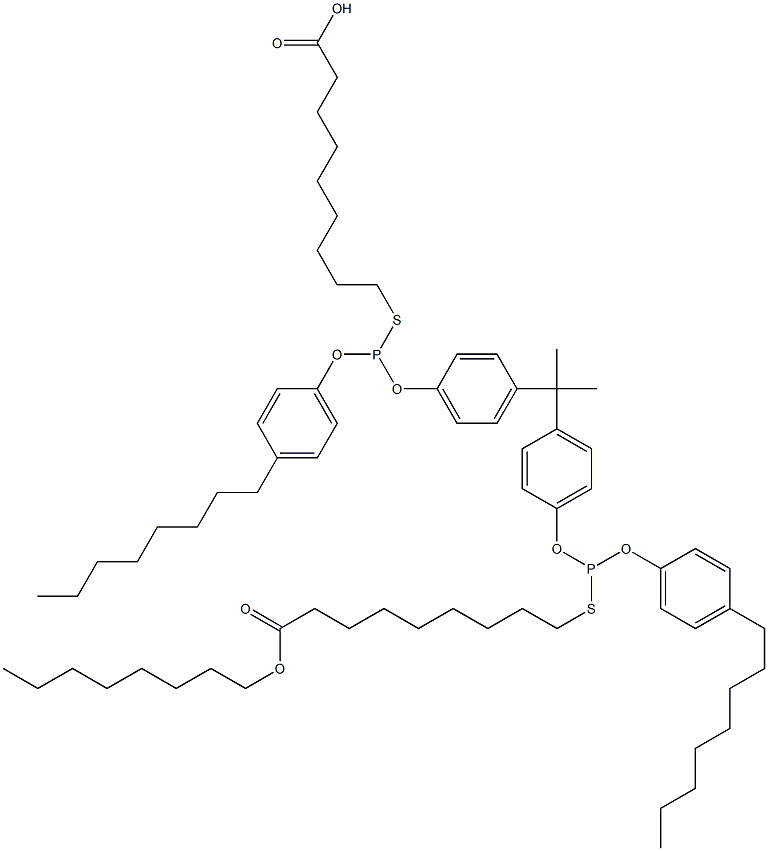 9,9'-[[Isopropylidenebis(4,1-phenyleneoxy)]bis[[(4-octylphenyl)oxy]phosphinediylthio]]bis(nonanoic acid octyl) ester Struktur