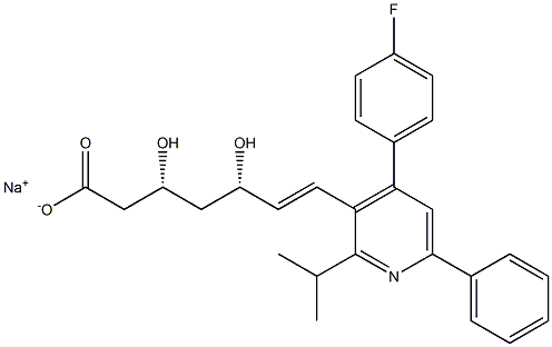 (3R,5S,6E)-3,5-Dihydroxy-7-[4-(4-fluorophenyl)-2-isopropyl-6-phenyl-3-pyridinyl]-6-heptenoic acid sodium salt Struktur