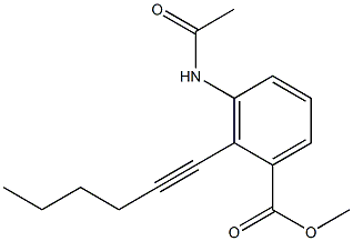 3-Acetylamino-2-(1-hexynyl)benzoic acid methyl ester Struktur