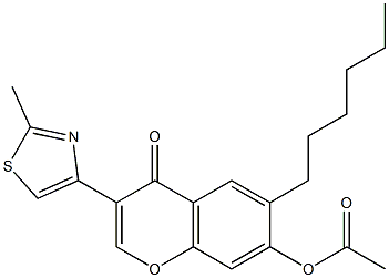 6-Hexyl-7-hydroxy-3-(2-methylthiazol-4-yl)chromone acetate Struktur